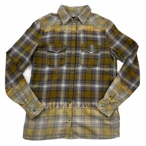 Diesel Plaid Acid Wash Button Down Brown Shirt 6